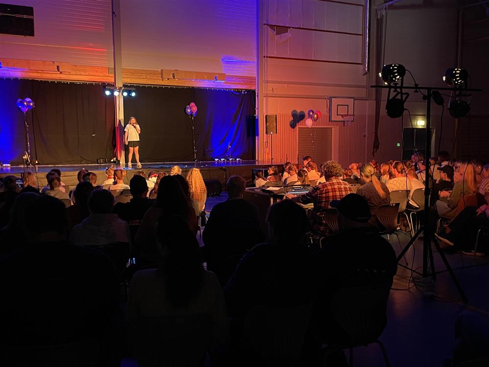 Publikum som ser på opptreden på scenen - Klikk for stort bilde