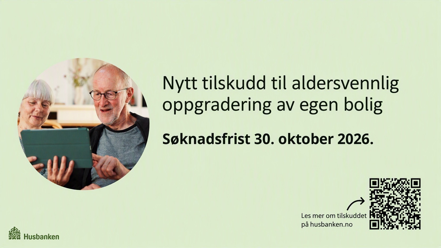 Plakat fra husbanken med en QR-kode