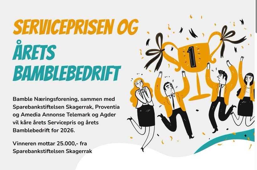 Plakat med tegninger og info om Sericeprisen og Årets Bamblebedrift